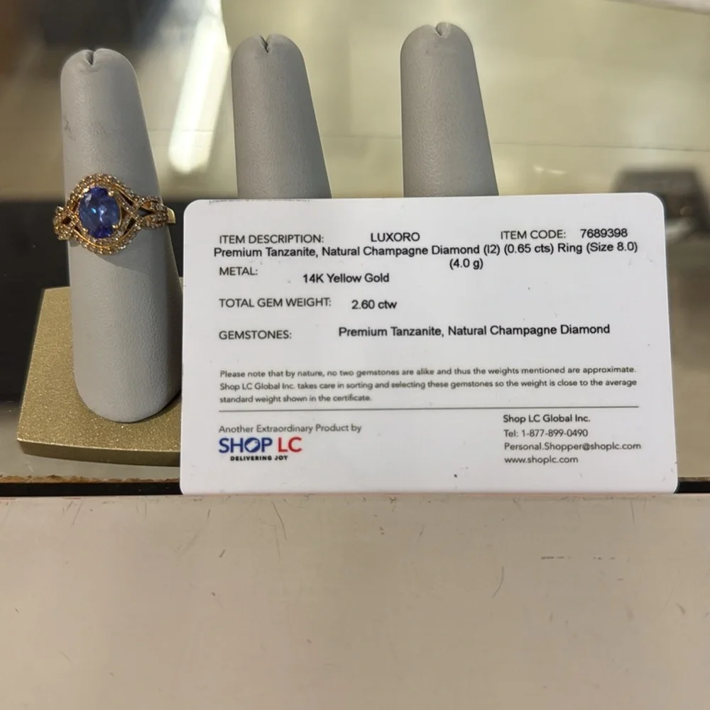 468537 14k Tanzanite Champagne Diamond with cert - Picture 2 of 4